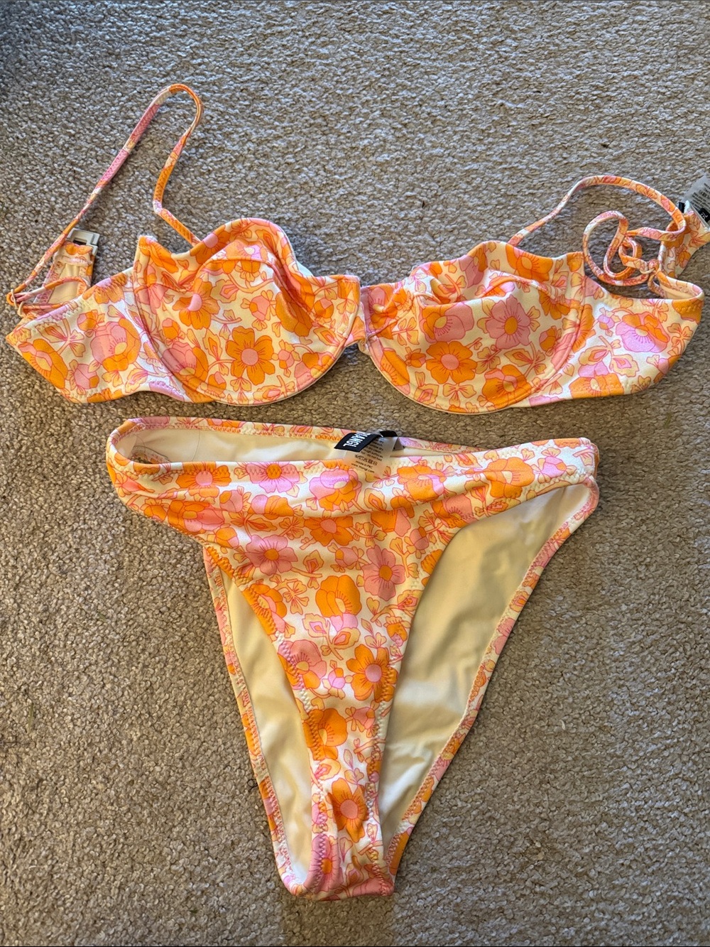 triangl swimwear Orange Pink Floral Underwire Bikini